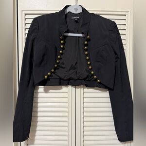 Bebe Black Blazer with Gold Button Detail